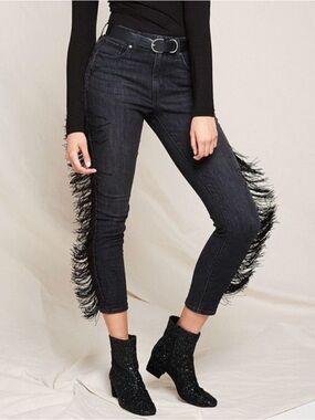 Levi’s 721 High Rise Fringe Skinny Ankle Jeans